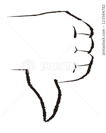 Hand drawn thumbs down 123564782