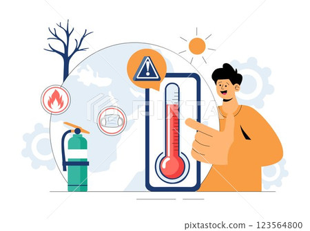 Disaster Preparedness Vector Illustration featuring Community Disaster Planning, an Emergency Plan Checklist, and Year Round Readiness in a Background 123564800