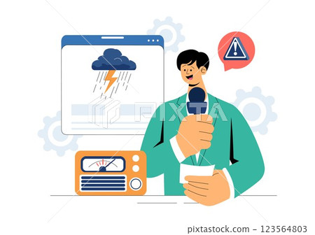 Disaster Preparedness Vector Illustration featuring Community Disaster Planning, an Emergency Plan Checklist, and Year Round Readiness in a Background Disaster Preparedness Vector Illustration featuring Community Disaster Planning, an Emergency Plan Checklist, and Year Round Readiness in a Background 123564803