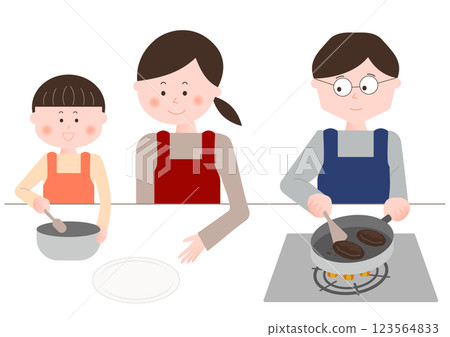 三個父母和孩子做飯 三個父母和孩子做飯 123564833