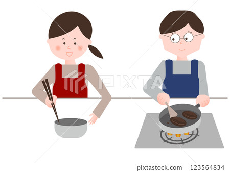 做飯的男人和女人 123564834