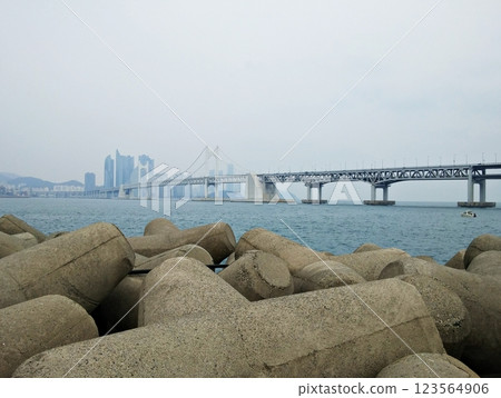 bridge over sea in Busan 123564906