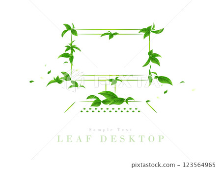 Desktop computer painted with green leaves | Ecology Art Series 123564965