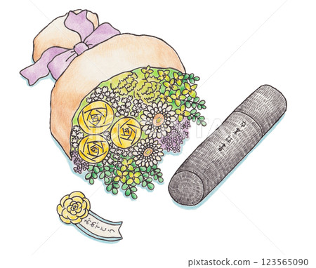 Bouquet and diploma illustration 123565090