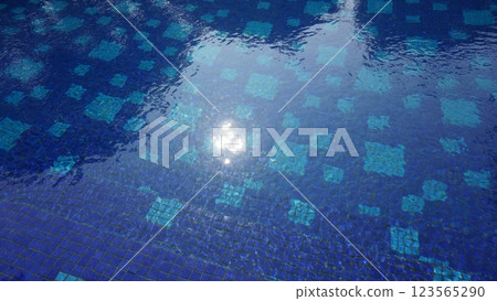 Sunlit Reflections on a Mosaic Pool 123565290