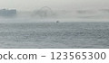 A ship emerges from the thick fog 123565300