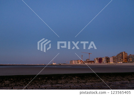 Nieuwpoort, Belgium, October 5th, 2024, A Serene Coastal Landscape Captured at Dusk, Where Nature Nieuwpoort, Belgium, October 5th, 2024, A Serene Coastal Landscape Captured at Dusk, Where Nature 123565405