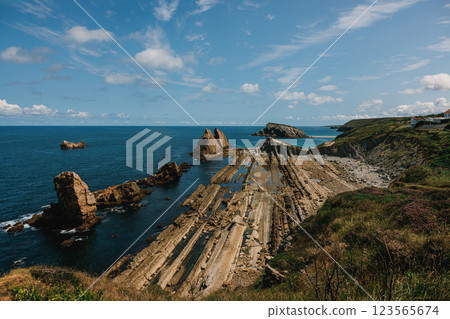 Dramatic rocky coastline with Dramatic rocky coastline with 123565674