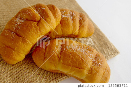 Italian breakfast brioche croissant cappuccino food 123565711
