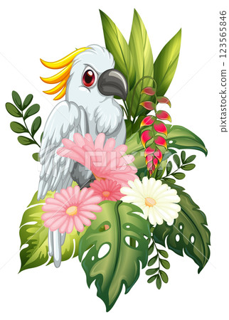 Tropical Bird with Exotic Floral Arrangement Tropical Bird with Exotic Floral Arrangement 123565846