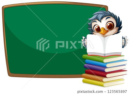 Owl Reading by the Blackboard Owl Reading by the Blackboard 123565897