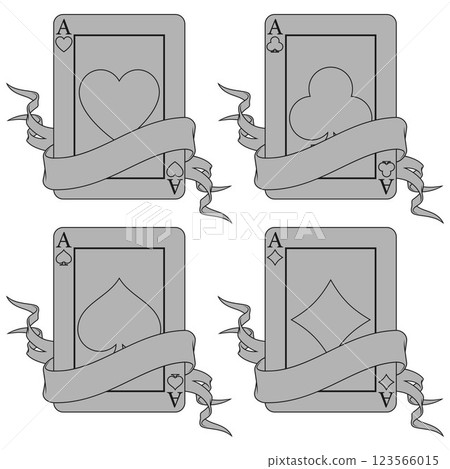 Poker card surrounded by ribbons Poker card surrounded by ribbons 123566015
