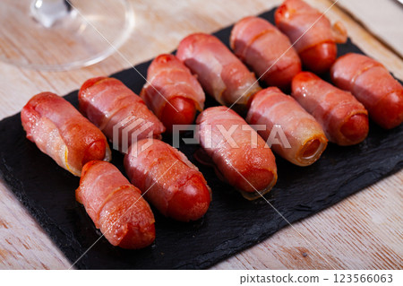 Bacon wrapped cocktail wieners Bacon wrapped cocktail wieners 123566063