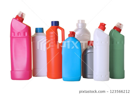 Spring cleaning, bottles with detergents isolated on a white background, PNG Spring cleaning, bottles with detergents isolated on a white background, PNG 123566212