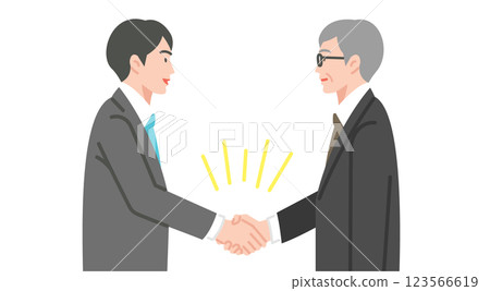 A man in a suit and a senior man shaking hands A man in a suit and a senior man shaking hands 123566619