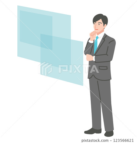Businessmen looking at a panel Businessmen looking at a panel 123566621