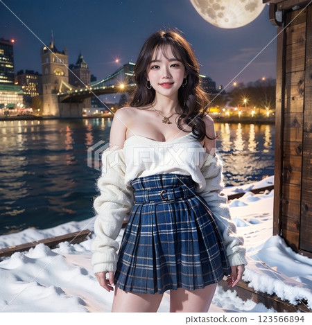 時尚的雪景和月光背景！ ！ 123566894