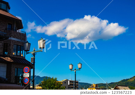 [京都風景]從三條大橋望去鴨川周圍的天空和雲彩 123567223