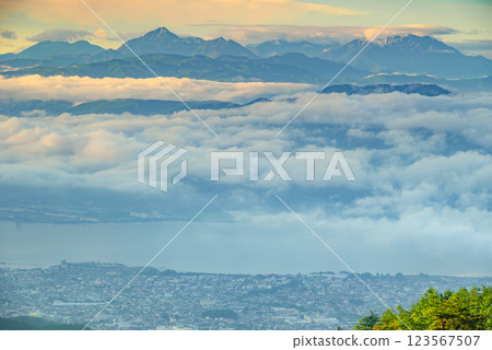 Southern Alps and Lake Suwa [taken from Takabocchi Plateau] 123567507