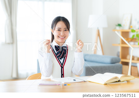 School girls studying School girls studying 123567511