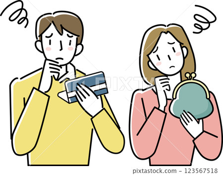Upper body of a young couple worried about money 123567518