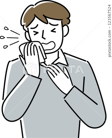 打噴嚏的男人的上身 打噴嚏的男人的上身 123567524