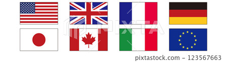 Vector illustration set of G7, G8 and EU flags 123567663