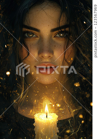 燭光照亮的幻想女人 123567969