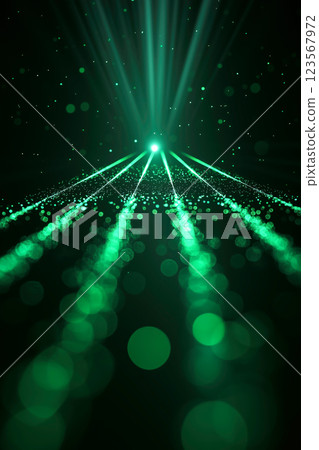Futuristic green laser light glow and bokeh effect 123567972