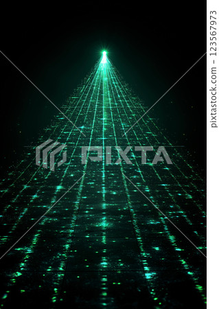 Futuristic green laser light glow and bokeh effect 123567973