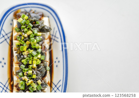 Chinese food classic century egg tofu 123568258