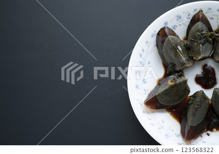 Chinese food appetizer century egg Chinese food appetizer century egg 123568322