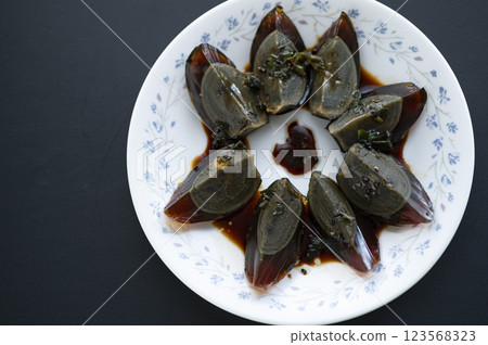 Chinese food appetizer century egg 123568323