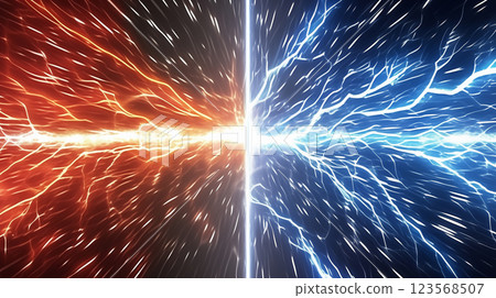 "Comparative red and blue energy background" 123568507
