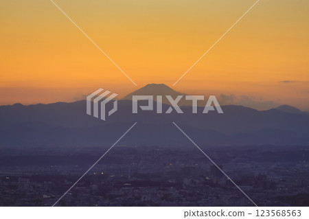 Urban City Lights at Dusk with Mountains, Tokyo Dec 4 2024 123568563
