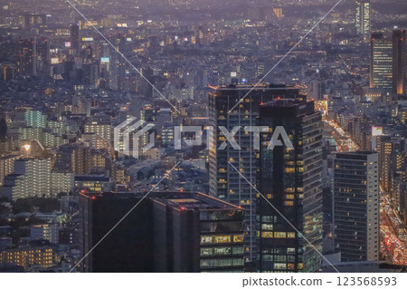 Modern Urban Cityscape at Dusk with Tower Landmarks Dec 4 2024 123568593