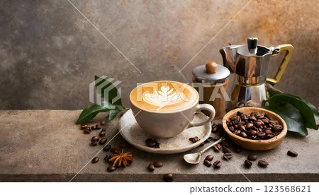 咖啡拿鐵咖啡 123568621