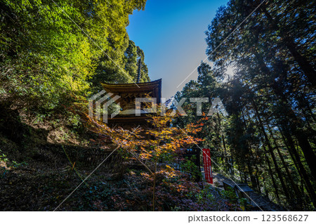 View of the grounds of Takazawa Kannon Temple at Nitsuryuhoji Temple. The pagoda donated by Hojo Masako 123568627