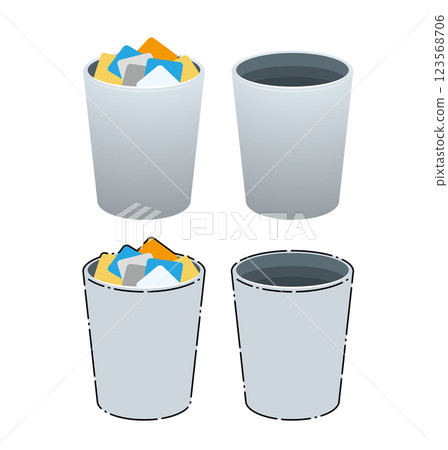 空垃圾桶和滿垃圾桶的插圖 空垃圾桶和滿垃圾桶的插圖 123568706