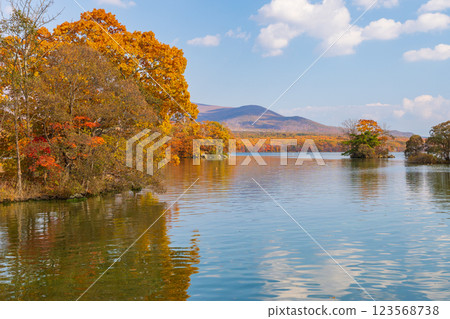 北海道的秋天：大沼公園的紅葉 123568738