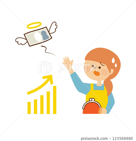 Housewife running out of money Image illustration material 123568980