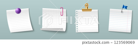 Paper clip and binder set with blank note sheets. Paper clip and binder set with blank note sheets. 123569069