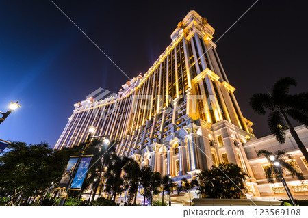 Beautiful night view of Galaxy Entertainment Group a hotel casino resort on the Cotai Strip in Macau, China. 123569108