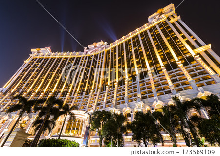 Beautiful night view of Galaxy Entertainment Group a hotel casino resort on the Cotai Strip in Macau, China. 123569109