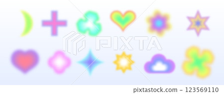 Y2k blur shape with neon gradient aesthetic. Y2k blur shape with neon gradient aesthetic. 123569110