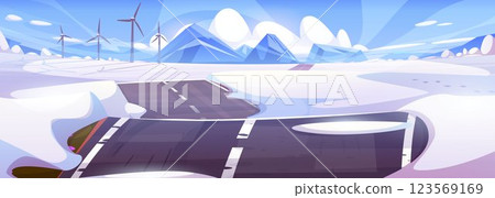 Winter highway road through snowy field Winter highway road through snowy field 123569169