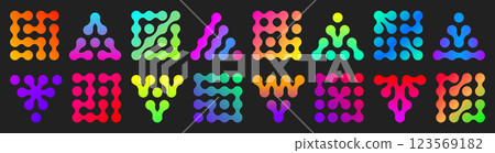 Metaball gradient neon shapes on dark background 123569182
