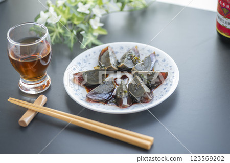 Shaoxing wine for Chinese food appetizer century egg Shaoxing wine for Chinese food appetizer century egg 123569202