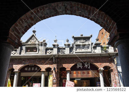 Close-up of the Daxi Old Street Building in Taoyuan, Taiwan. The street is the baroque-style architecture built during Japanese rule. Close-up of the Daxi Old Street Building in Taoyuan, Taiwan. The street is the baroque-style architecture built during Japanese rule. 123569322