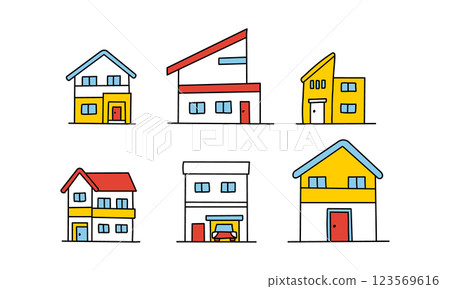 Two-story house, residential illustration 123569616